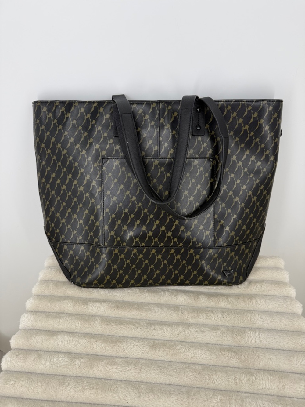 Anthropologie Joy Gryson Iiibeca Black Print Leather Reade Street Tote
